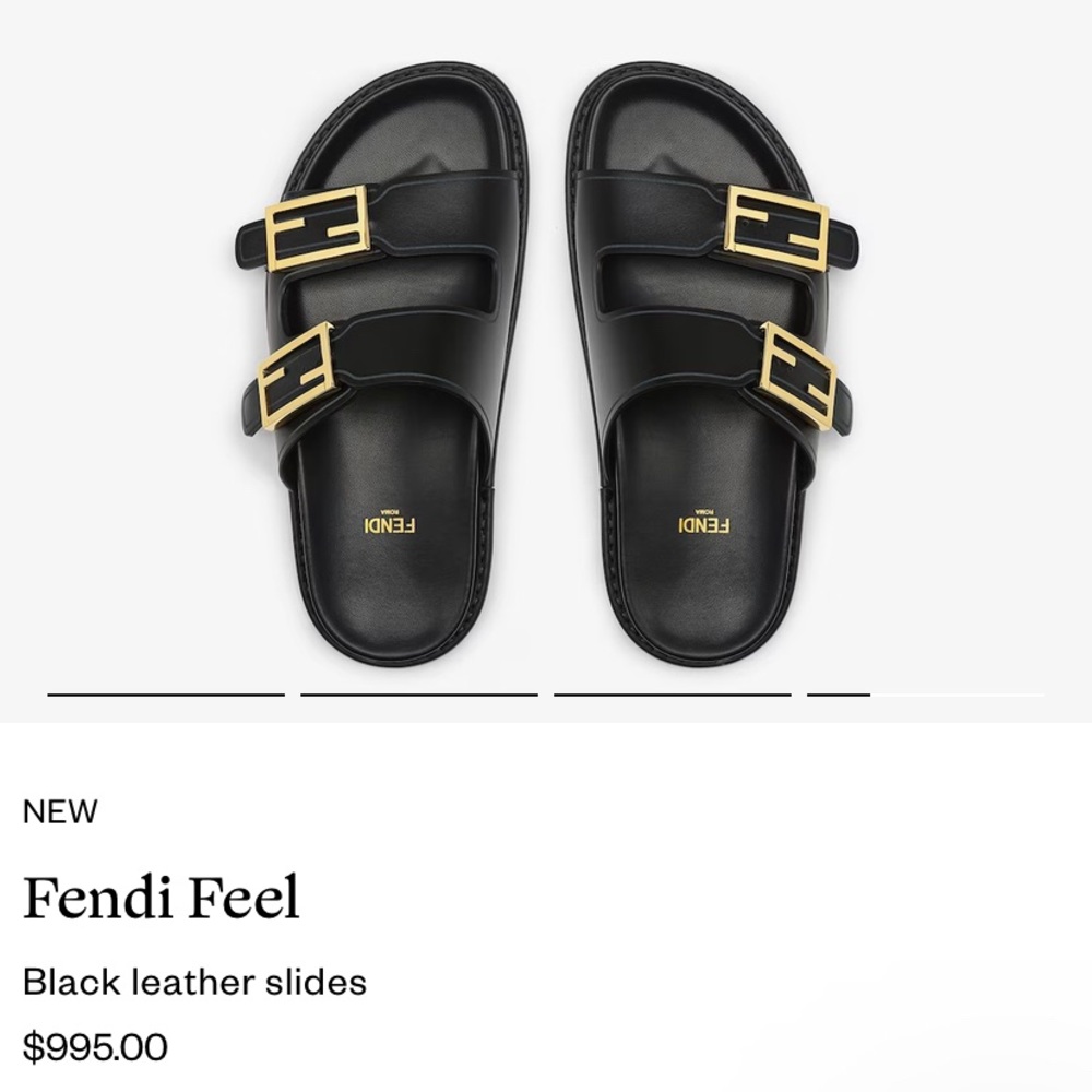 Brand new in box Fendi Feel sandals in black leather with gold hardware.